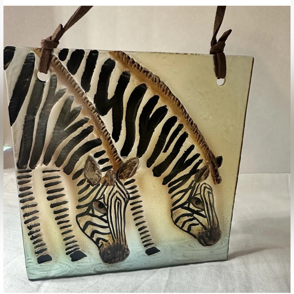 6” Fused Art Glass Zebra Wall Hanging